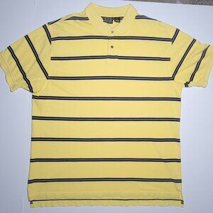 Jos A Bank Travelers Collection Mens Yellow and Navy Blue Striped Polo Size XL